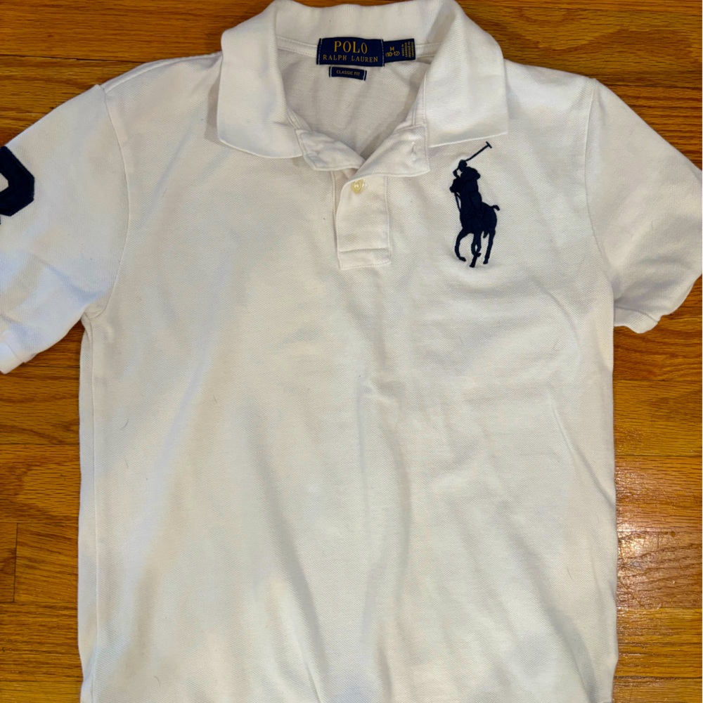 Ralph lauren kids white polo shirt.